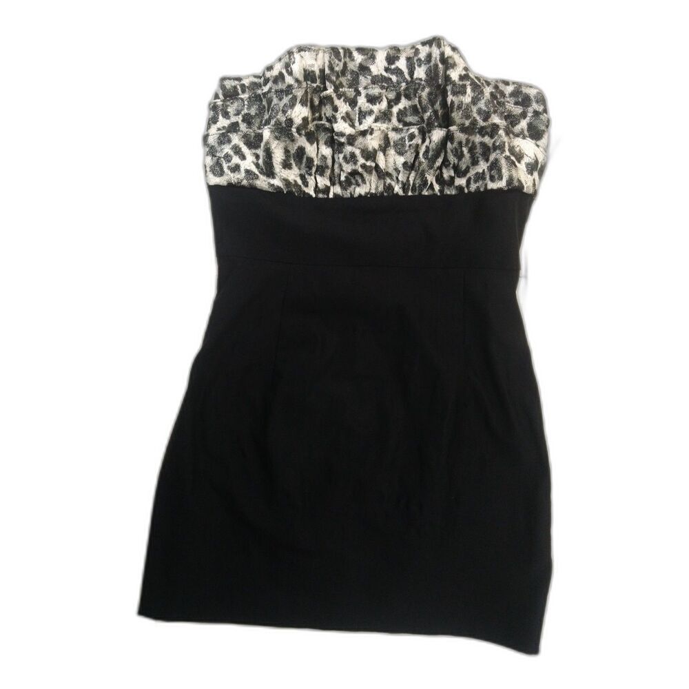 Vintage Dress Women's Y2K Bodycon Strapless Mini Zipped S Black Voxx New York